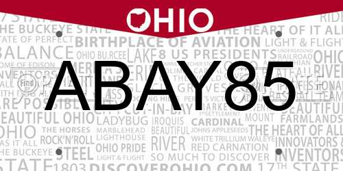 ABAY85 Ohio License Plate