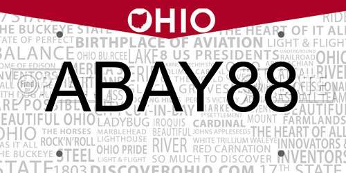 ABAY88 Ohio License Plate