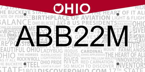 ABB22M Ohio License Plate