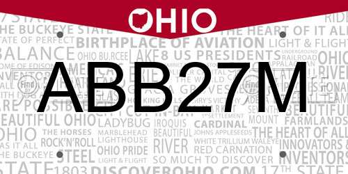 ABB27M Ohio License Plate