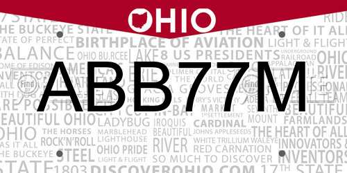 ABB77M Ohio License Plate