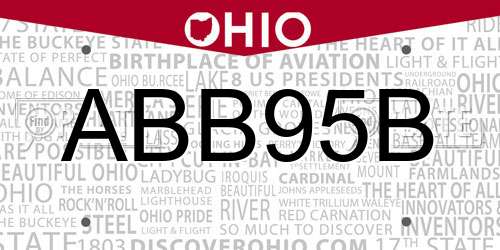 ABB95B Ohio License Plate