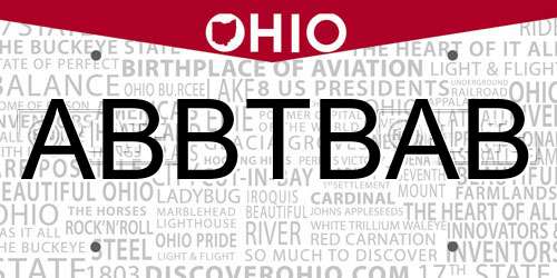 ABBTBAB Ohio License Plate