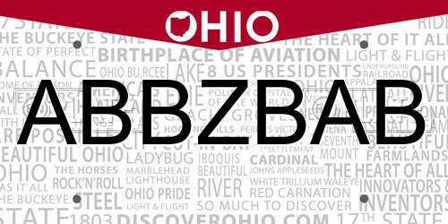 ABBZBAB Ohio License Plate
