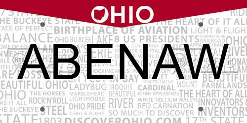 ABENAW Ohio License Plate