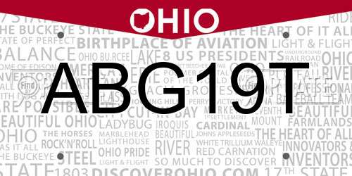 ABG19T Ohio License Plate