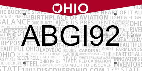 ABGI92 Ohio License Plate