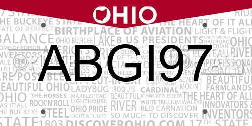 ABGI97 Ohio License Plate