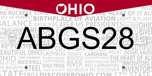 ABGS28 Ohio License Plate