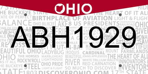 ABH1929 Ohio License Plate