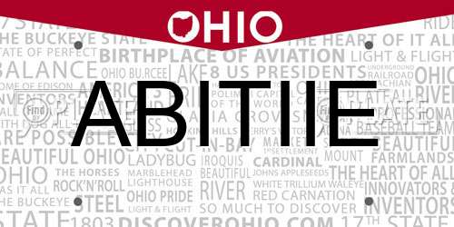 ABITIIE Ohio License Plate