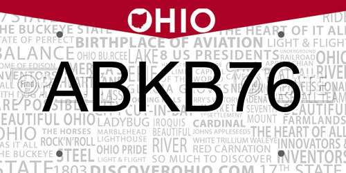 ABKB76 Ohio License Plate