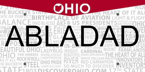 ABLADAD Ohio License Plate