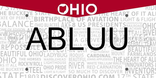 ABLUU Ohio License Plate