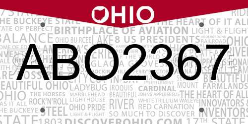 ABO2367 Ohio License Plate