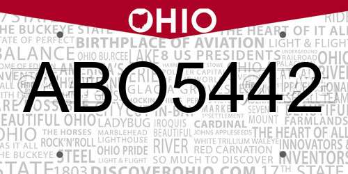 ABO5442 Ohio License Plate