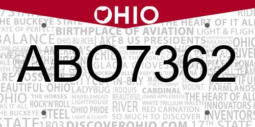 ABO7362 Ohio License Plate