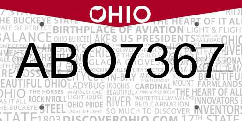 ABO7367 Ohio License Plate