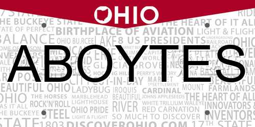 ABOYTES Ohio License Plate