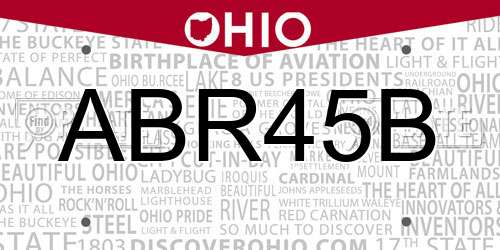 ABR45B Ohio License Plate