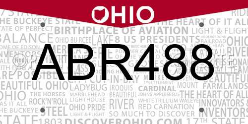 ABR488 Ohio License Plate