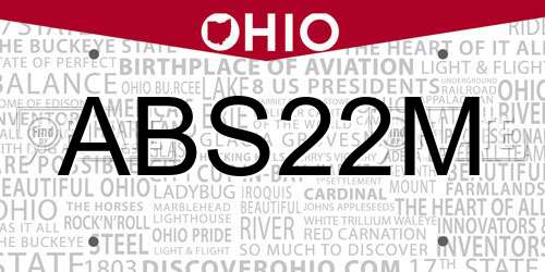 ABS22M Ohio License Plate