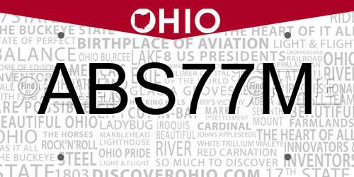 ABS77M Ohio License Plate