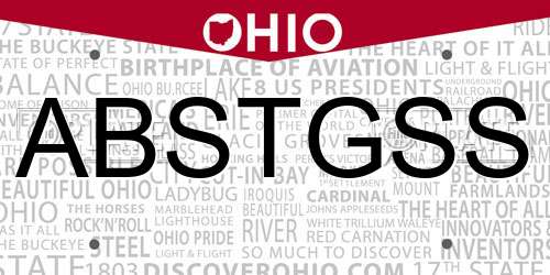 ABSTGSS Ohio License Plate