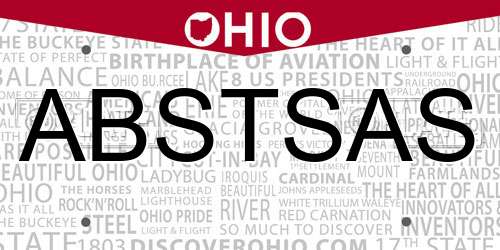 ABSTSAS Ohio License Plate