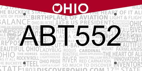 ABT552 Ohio License Plate