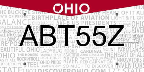 ABT55Z Ohio License Plate