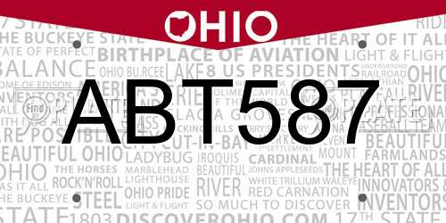 ABT587 Ohio License Plate
