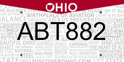 ABT882 Ohio License Plate