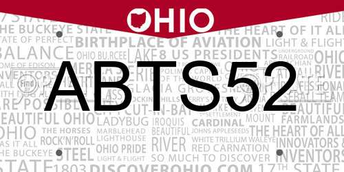 ABTS52 Ohio License Plate