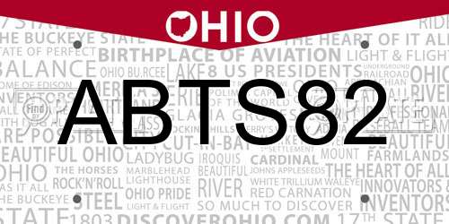 ABTS82 Ohio License Plate