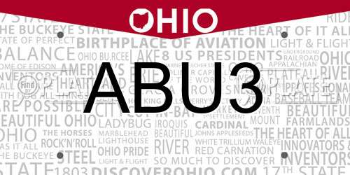 ABU3 Ohio License Plate
