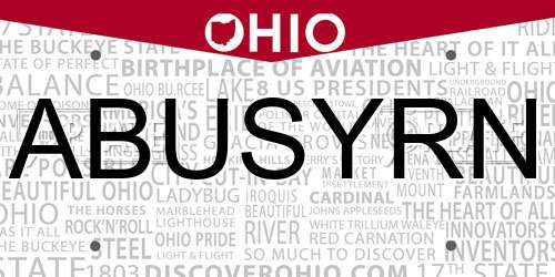 ABUSYRN Ohio License Plate