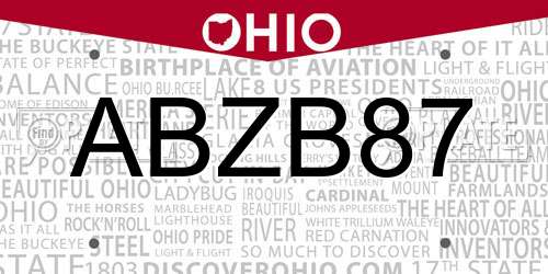 ABZB87 Ohio License Plate
