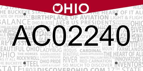 AC02240 Ohio License Plate