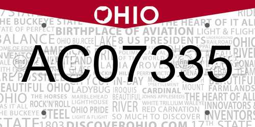 AC07335 Ohio License Plate