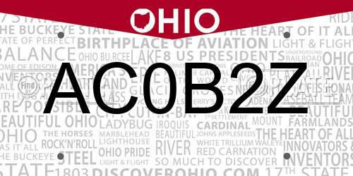 AC0B2Z Ohio License Plate