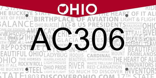 AC306 Ohio License Plate