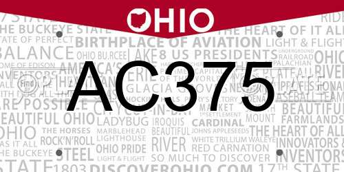 AC375 Ohio License Plate