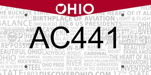 AC441 Ohio License Plate