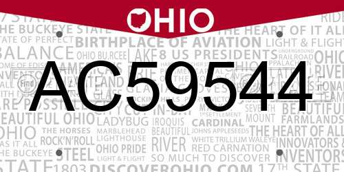 AC59544 Ohio License Plate