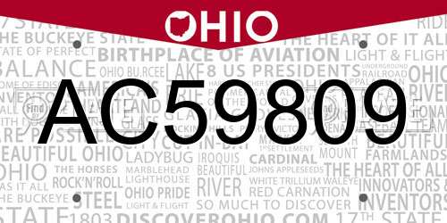 AC59809 Ohio License Plate