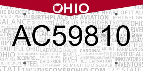 AC59810 Ohio License Plate