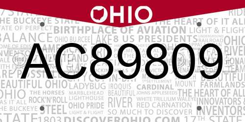 AC89809 Ohio License Plate