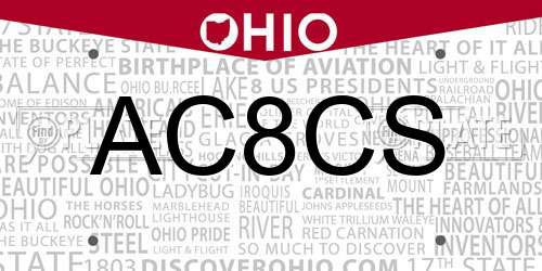 AC8CS Ohio License Plate