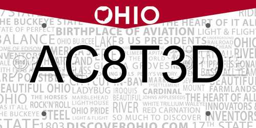 AC8T3D Ohio License Plate